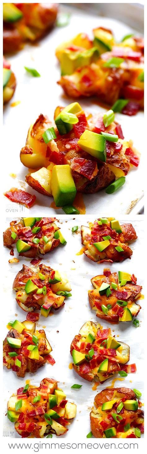 Drain the potatoes, return them to the pot and coarsely mash with a fork or a potato masher. Loaded Smashed Red Potatoes | Gimme Some Oven | Recipe ...