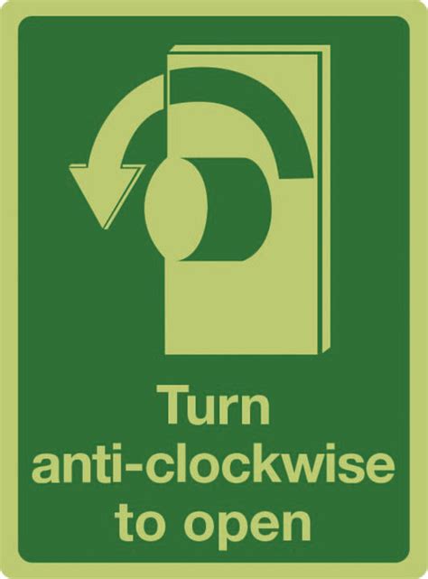 Fire Safety Signage Turn Anti Clockwise To Open In Photoluminescent