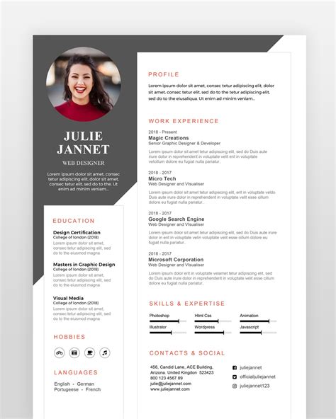 1 Page Awesome Multi Purpose Resume Template Printable Resume Templates
