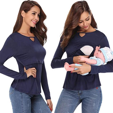 Maternity Clothes Womens Casual Tee Shirt Pregnancy Tops Nursing Long