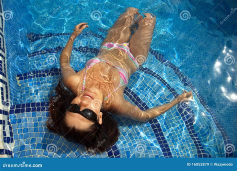 Woman Relaxing In Swimming Pool Royalty Free Stock Images Image