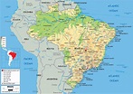 Brazil geographic map - Brazil geography map (South America - Americas)