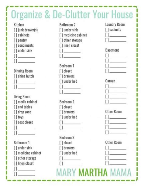 Free Printable Whole House Decluttering Checklist Money Saving Mom