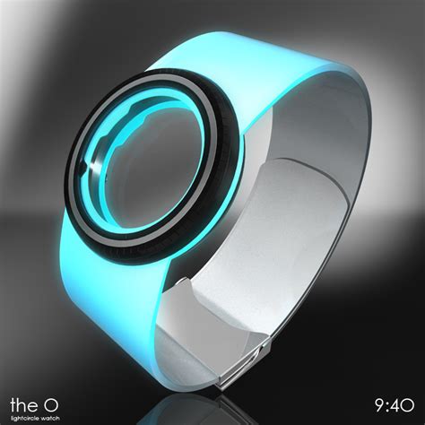 An Electronic Device With A Glowing Ring On Its Front End And The Top
