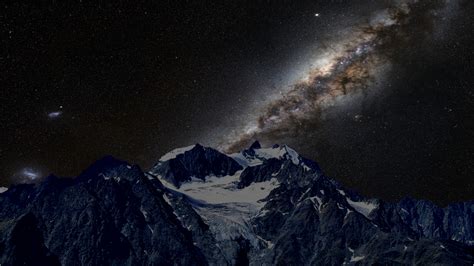 Milky Way Starry Night Dark Mountains Wallpaper Night Mountain