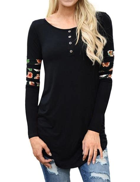 Buy Halife Henley Patchwork Tunics For Women Floral Print Front Buttons