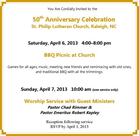 50th Anniversary Celebration 2013 St Philip Lutheran Church