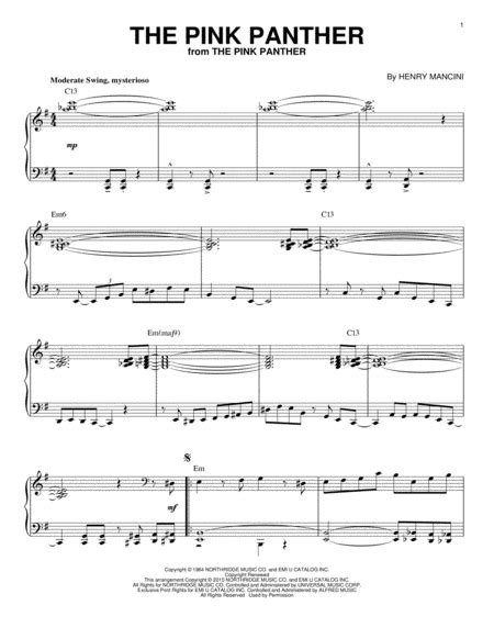 The Pink Panther Jazz Version Arr Brent Edstrom By Henry Mancini Piano Digital Sheet