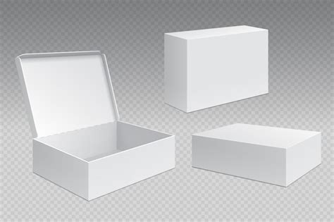 Premium Vector Realistic Packaging Boxes White Open Cardboard Pack