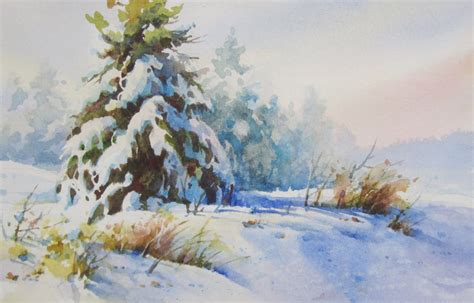 Roland Lee Travel Sketchbook Painting Winter Snow In Watercolor