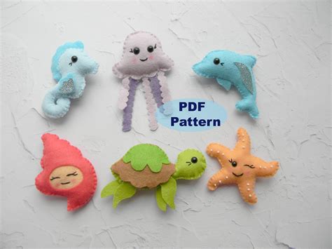 Felt Pattern Sea Creature Sewing Pattern Sea Baby Mobile Pattern Felt