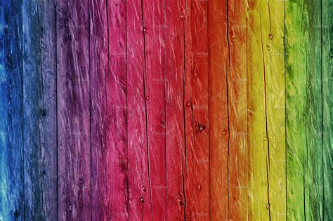 Rainbow Wood Background Color Abstract Stock Photos ~ Creative Market