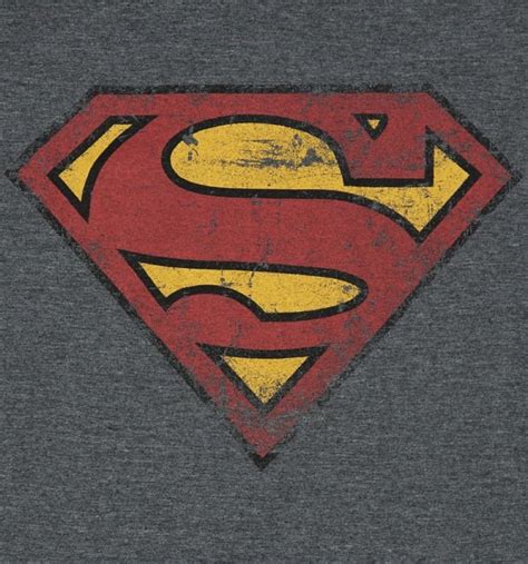 Mens Charcoal Distressed Superman Logo T Shirt