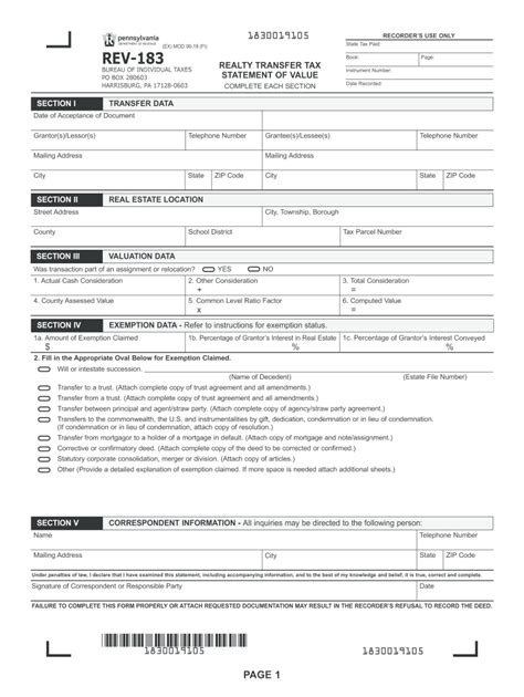 Pa Dor Rev 183 Ex 2019 2022 Fill Out Tax Template Online Us Legal Forms