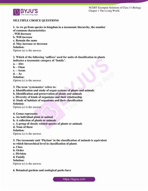 NCERT Exemplar Solution For Class 11 Biology Chapter 1 PDF Available
