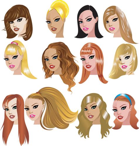 Learn how to draw female hairstyles pictures using these outlines or print just for coloring. Cartoon woman hairstyle 02 - vector_Download free vector ...