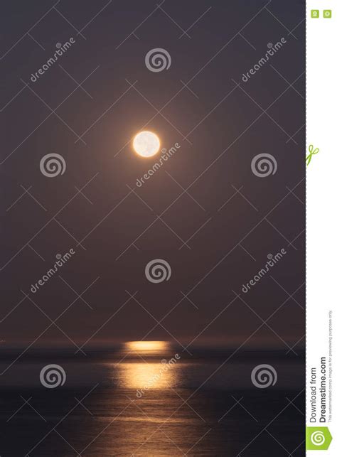 Super Moon Sets Over The Pacific Ocean Stock Image Image Of States
