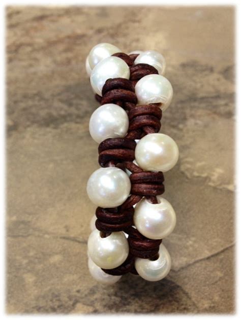 Freshwater Pearl And Leather Bracelet Ocean Breeze By Adidesigns Cord
