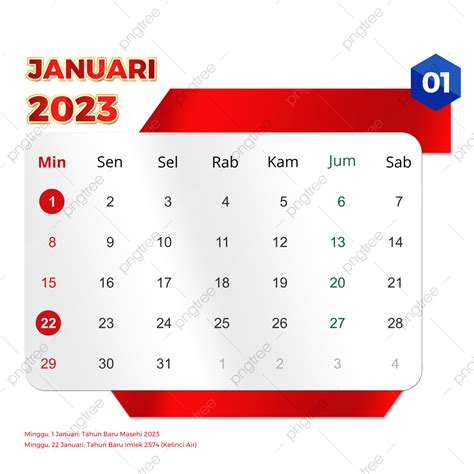 Template Kalender Januari 2023 Lengkap Dengan Tanggal Merah Template