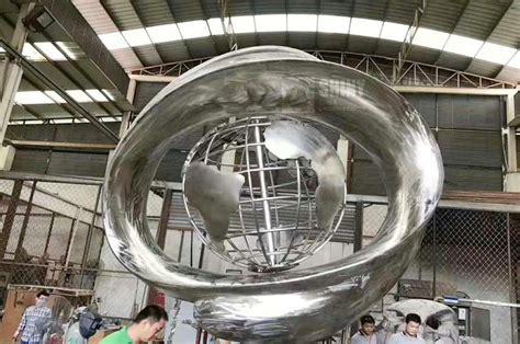 Large Stainless Steel Globe Sculpture Metal Sphere World