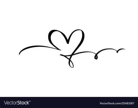 Hand Drawn Heart Love Sign Romantic Calligraphy Vector Image