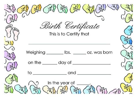Cute Looking Birth Certificate Template