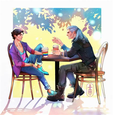 Geralt Of Rivia Jaskier On A Date Romantic Gay Art Witcher Etsy