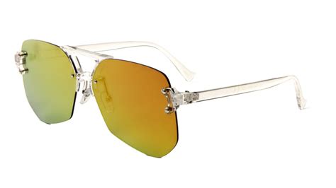 Rimless Color Mirror Aviators Wholesale Bulk Sunglasses Frontier