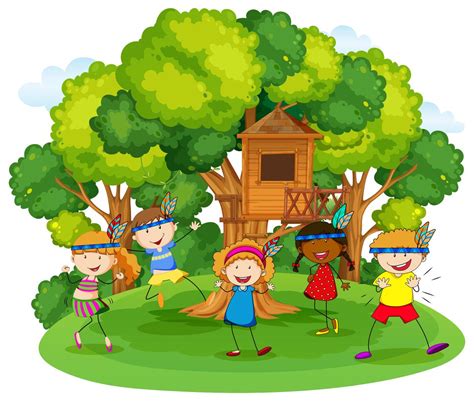 Kinder Die Rote Inder Im Garten Spielen 367704 Vektor Kunst Bei Vecteezy