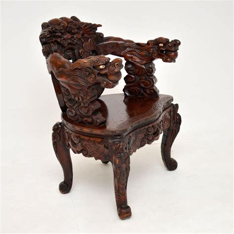 Antique Chinese Carved Hardwood Armchair For Sale At 1stdibs