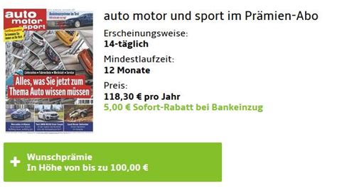 Auto Motor Und Sport Jahresabo F R Bis Zu Pr Mie F R