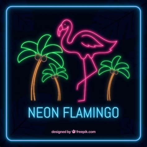 Download Flamingo Neon With Palm Trees For Free Neon Palm Trees