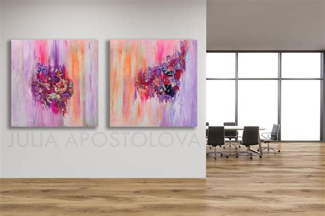 Purple Pink Orange Abstract Canvas Etsy Amethyst Largeabstract