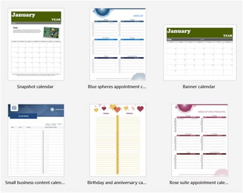 Microsoft Word Template Calendar Collection