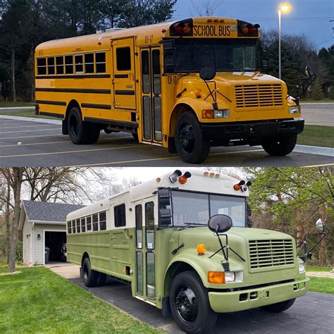 Green Paint Job In 2020 School Bus Conversion School Bus Skoolie
