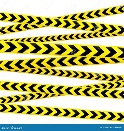 Crossed Caution Tape Set Yellow And Black Warning Stripes Stock Vector