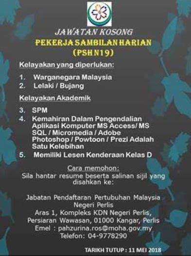 Jabatan pendaftaran pertubuhan malaysia, hd png download. Iklan Permohonan Jawatan Kosong Jabatan Pendaftaran ...