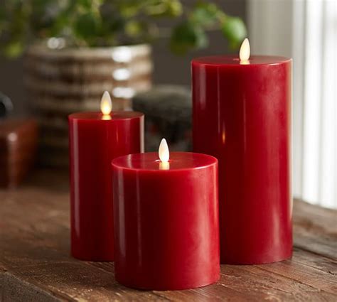 Premium Flicker Flameless Pillar Candle Red Pottery Barn
