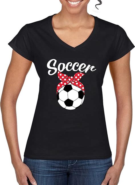 cute soccer mom ribbon soccer ball t sports mother s day womens standard v neck
