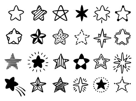 Hand Drawn Stars Doodle Drawing Star Starry Sketch And Favorites Sta