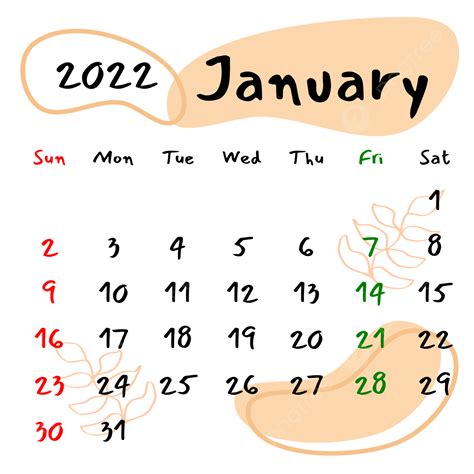 Gambar Kalender Bulanan Vektor Januari 2022 Estetika Kalender Bulanan