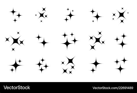 Star Sparkles Glittery Twinkle Set Royalty Free Vector Image