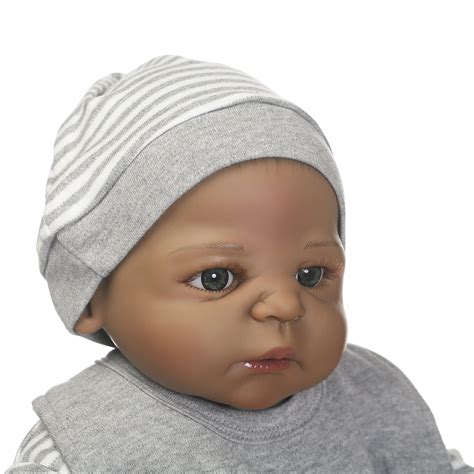 Reborn Baby Dolls African American Boys 22 Inch Silicone Full Body