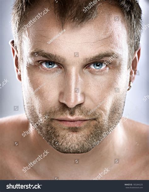 Handsome Man Portrait Face Guy Close Up Stock Photo 183284225