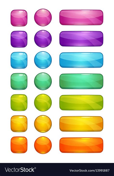 Colorful Glossy Buttons Set Royalty Free Vector Image