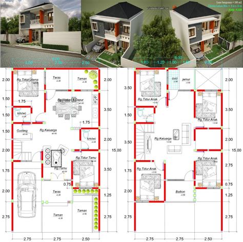 9 desain rumah minimalis 4 kamar tidur 2 lantai + denah. Gambar Rumah 2 Lantai Lebar 8 Meter 6 Kamar Tidur | Jasa ...