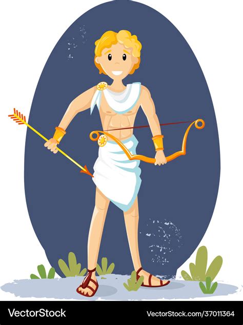 Ancient Greek Mythological God Apollo Cartoon Vector Image