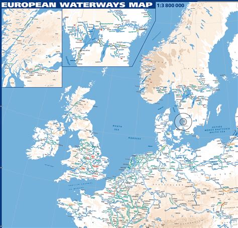 Map Of European Waterways Poster Edwards May Publications