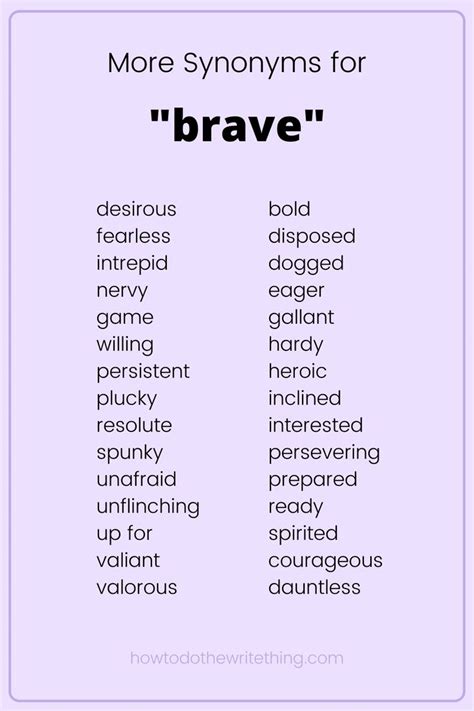 More Synonyms For Brave Writing Tips Writing Words Book Writing