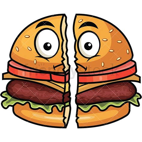 Cut In Half Hamburger Emoji Cartoon Vector Clipart Friendlystock